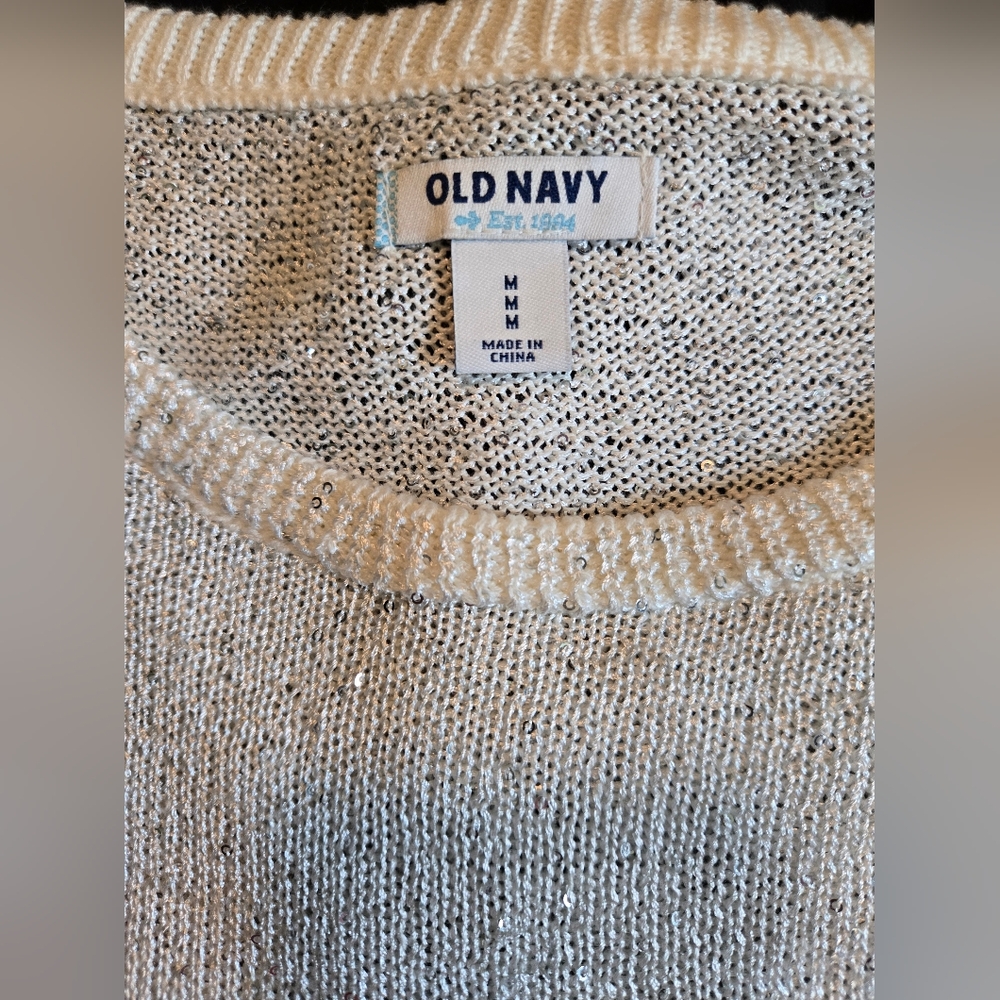 Old Navy White Crew Neck Sweater Knit Casual